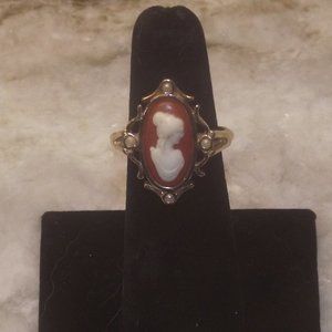 Vintage Gold and Red Cameo Ring